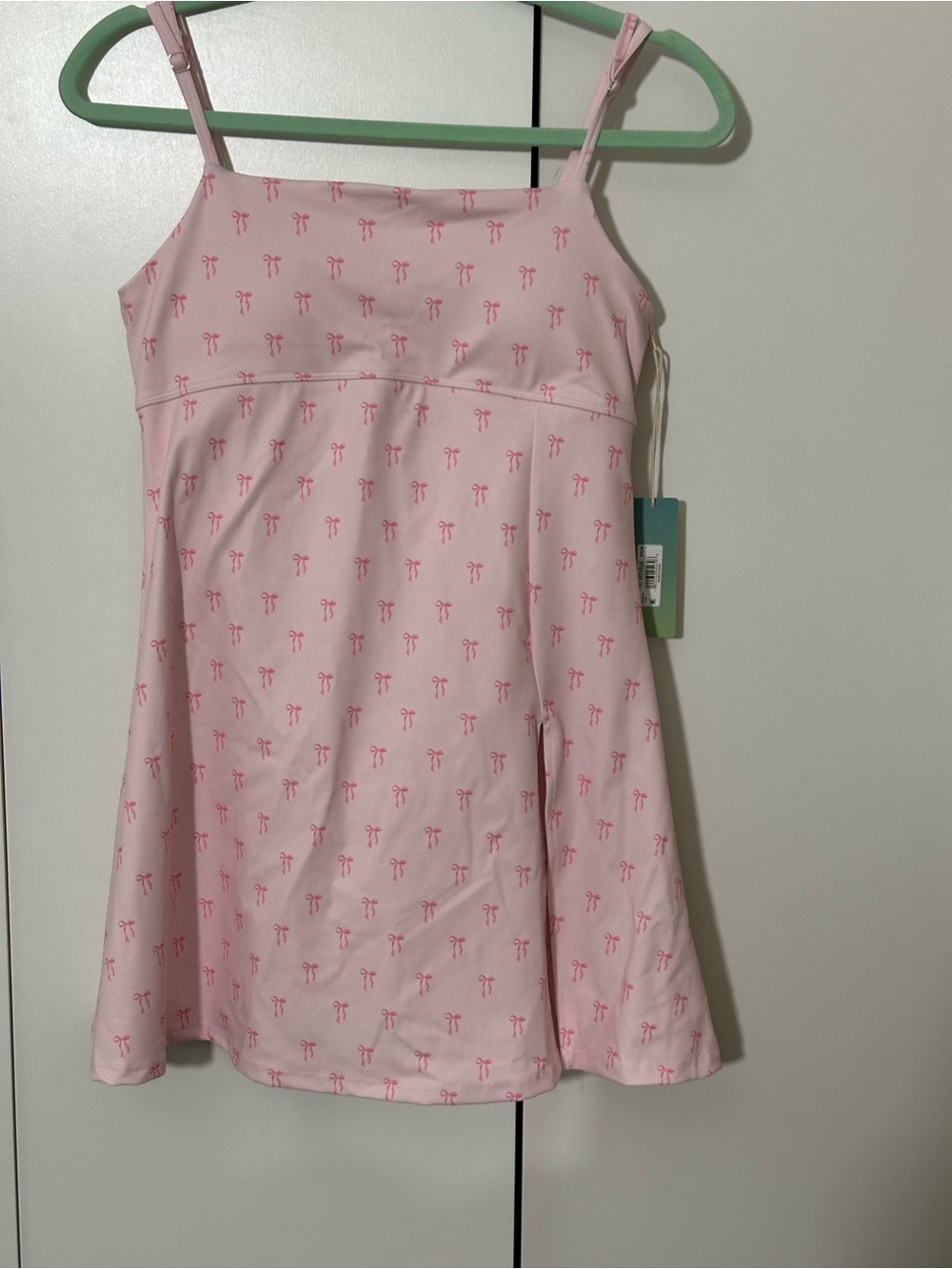 Altar'd State Pink Bow-Print Spaghetti Strap Dress